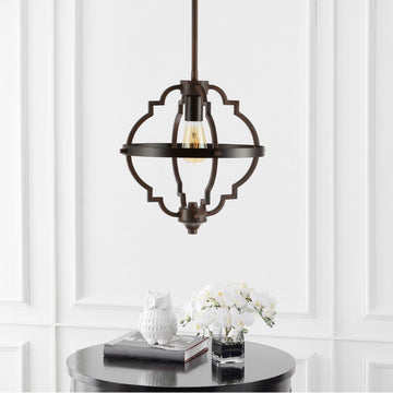 Ogee 12.5" Adjustable Iron Rustic Industrial LED Pendant - JONATHAN Y